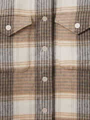 Reiss Neutral Phoebe Wool Blend Checked Shacket - Image 6 of 6