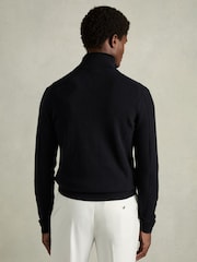 Reiss Navy Splint Wool-Cashmere Zip-Through Funnel-Neck Cardigan - Image 5 of 6