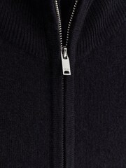 Reiss Navy Splint Wool-Cashmere Zip-Through Funnel-Neck Cardigan - Image 6 of 6