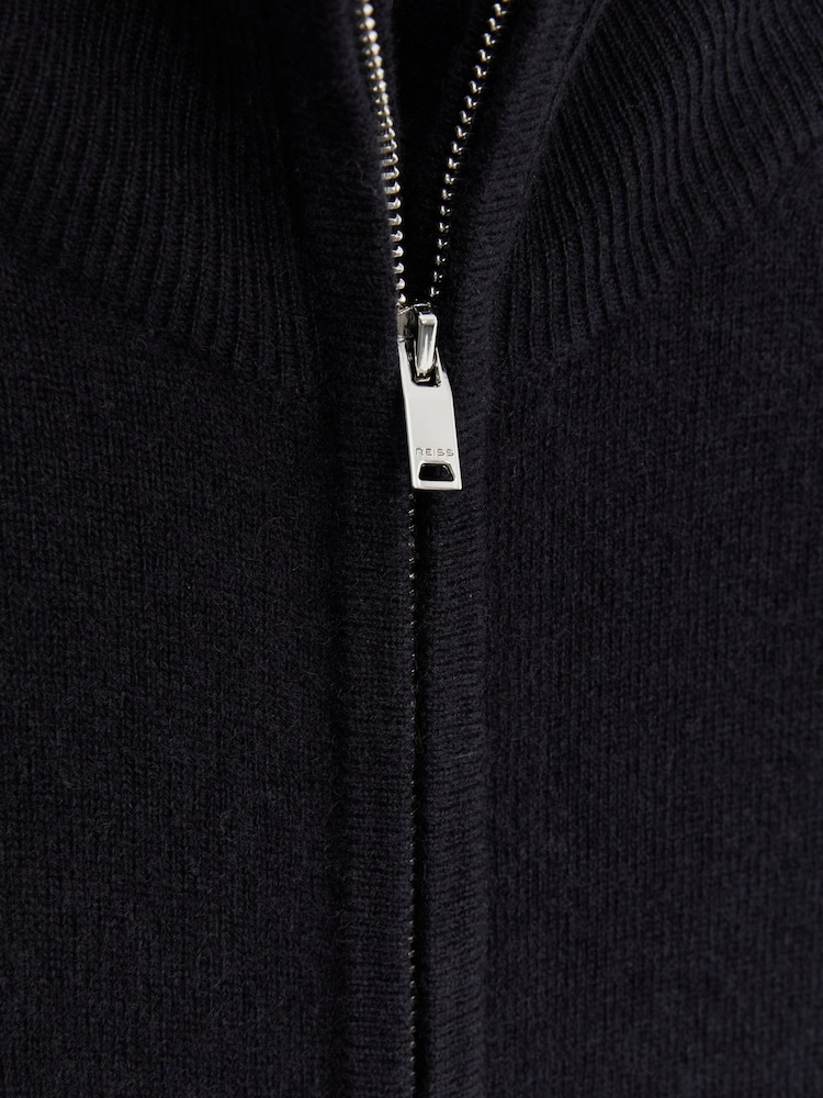 Reiss Navy Splint Wool-Cashmere Zip-Through Funnel-Neck Cardigan - Image 6 of 6 Reiss Navy Splint Wool-Cashmere Zip-Through Funnel-Neck Cardigan - Image 6 of 6