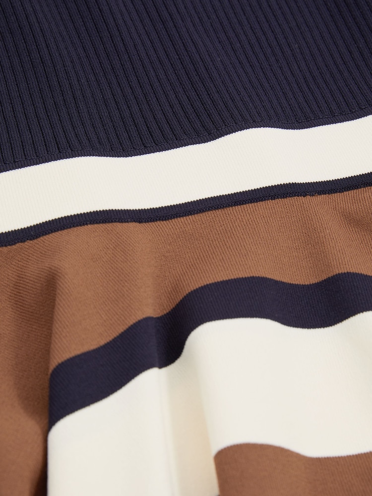 Reiss Navy Rachel 9-13 yrs Knitted Colourblock Asymmetric Dress - Image 4 of 4