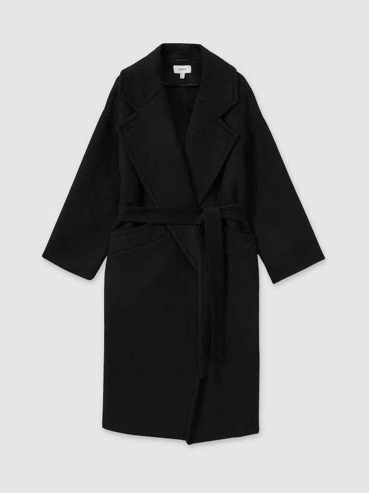 Reiss Black Bridget Wool-Blend Blindseam Coat - Image 2 of 6