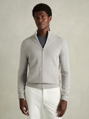 Reiss Splint Wool-Cashmere Zip-Through širok visoki ovratnik; s širokim visokim ovratnikom pletena jopa - Slika 1 iz 5