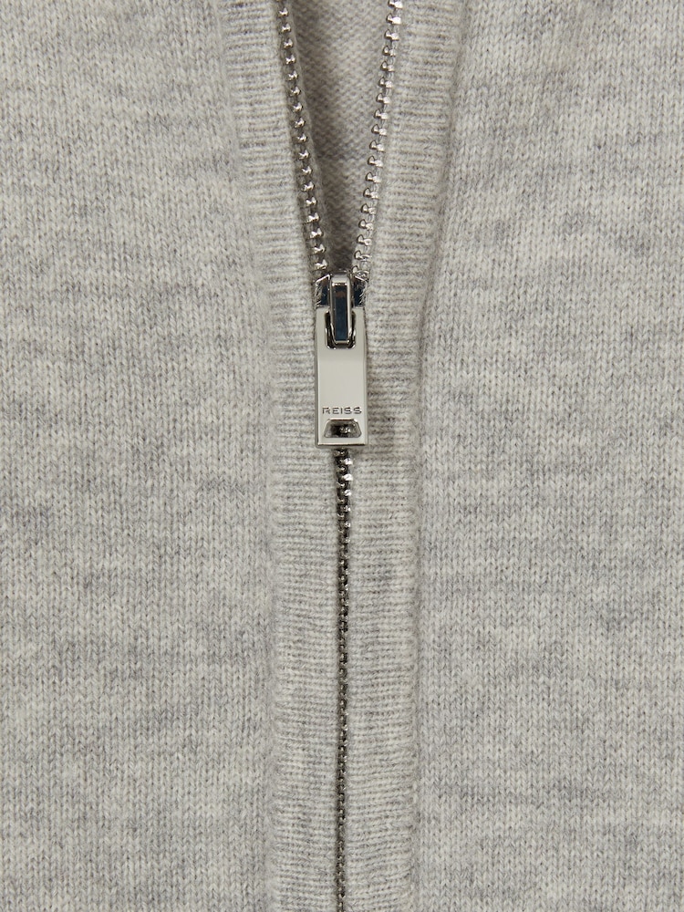 Reiss Splint Wool-Cashmere Zip-Through širok visoki ovratnik; s širokim visokim ovratnikom pletena jopa - Slika 5 iz 5