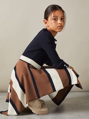 Reiss Navy Rachel 4-9 yrs Knitted Colourblock Asymmetric Dress - Image 3 of 4