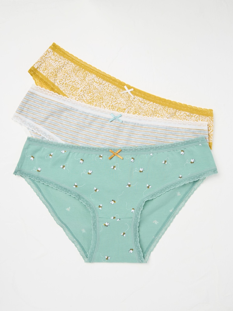 FatFace Green/Grey/Yellow 3 Pack Knickers - Image 2 of 2
