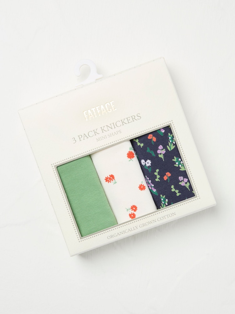 FatFace Navy/White/Green 3 Pack Knickers - Image 1 of 2