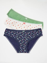 FatFace Navy/White/Green 3 Pack Knickers - Image 2 of 2