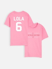 Dollymix Girls Pink 100% Cotton Personalised England T-Shirt - Image 1 of 5