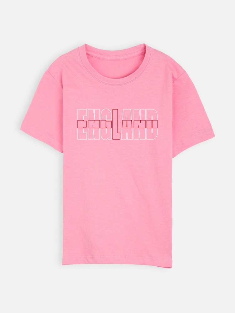 Dollymix Girls Pink 100% Cotton Personalised England T-Shirt - Image 2 of 5