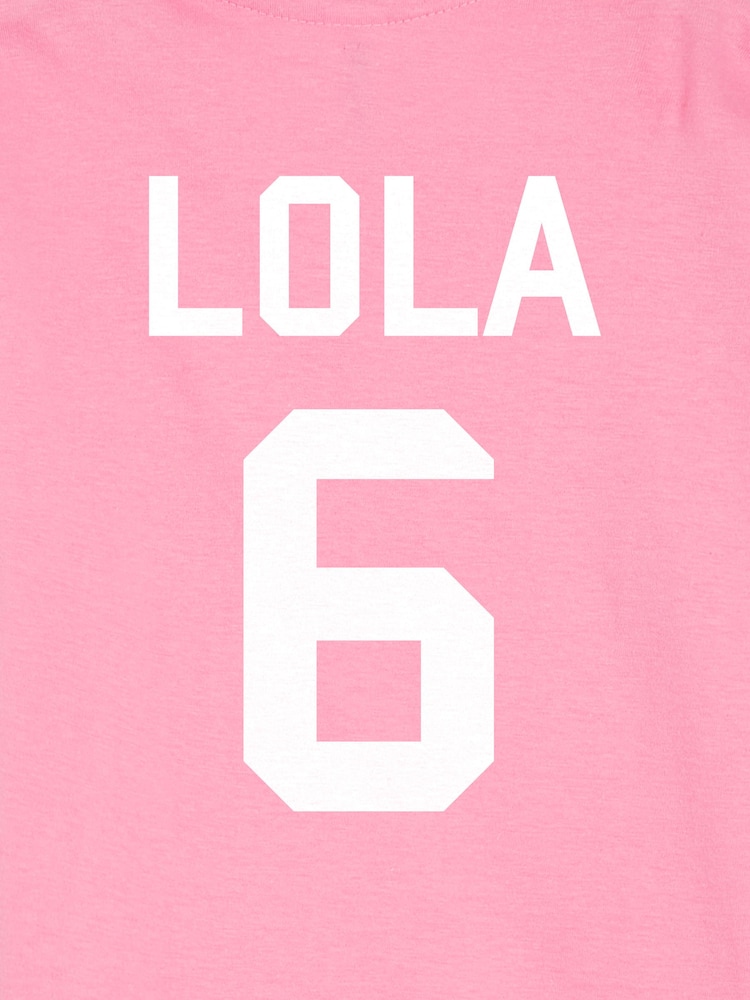 Dollymix Girls Pink 100% Cotton Personalised England T-Shirt - Image 5 of 5
