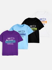 Dollymix Kids 100% Cotton Personalised Eat Sleep Football Repeat White T-Shirt - Image 4 of 4