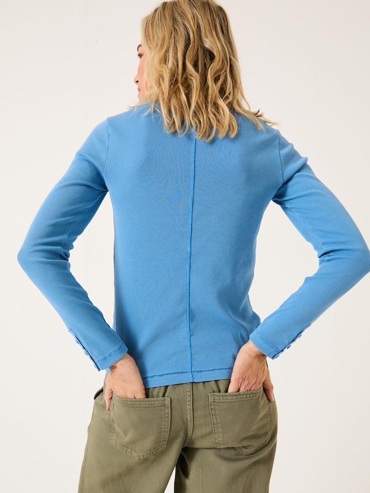 Leuchtend Blau - FatFace Ribbed Scoop Neck Top - Bild 2 von 10