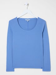 Leuchtend Blau - FatFace Ribbed Scoop Neck Top - Bild 9 von 10