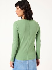 Hellgrün - FatFace Ribbed Scoop Neck Top - Bild 2 von 9