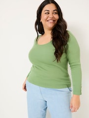 Hellgrün - FatFace Ribbed Scoop Neck Top - Bild 5 von 9