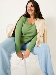 Hellgrün - FatFace Ribbed Scoop Neck Top - Bild 8 von 9