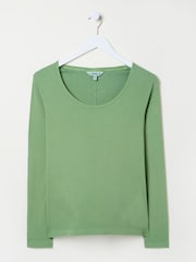 Hellgrün - FatFace Ribbed Scoop Neck Top - Bild 9 von 9