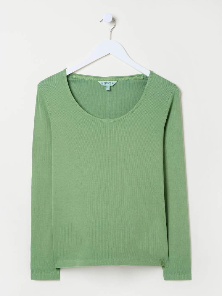 Hellgrün - FatFace Ribbed Scoop Neck Top - Bild 9 von 9