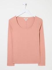 Pink - FatFace Ribbed Scoop Neck Top - Bild 10 von 10