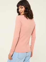 Pink - FatFace Ribbed Scoop Neck Top - Bild 2 von 10