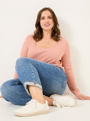 Pink - FatFace Ribbed Scoop Neck Top - Bild 8 von 10