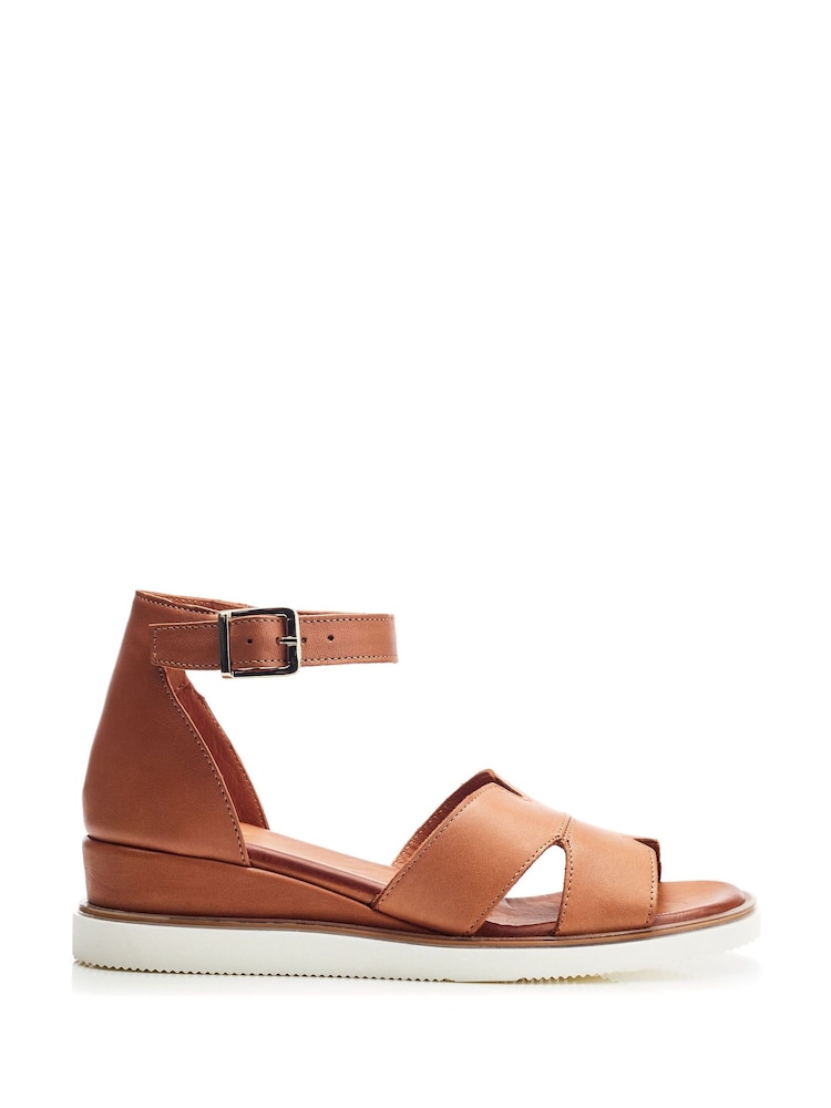 Moda in Pelle Emika Ankle Strap Brown Wedge Sandals - Image 1 of 4