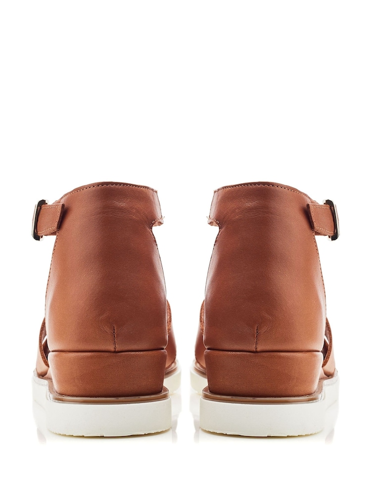 Moda in Pelle Emika Ankle Strap Brown Wedge Sandals - Image 4 of 4