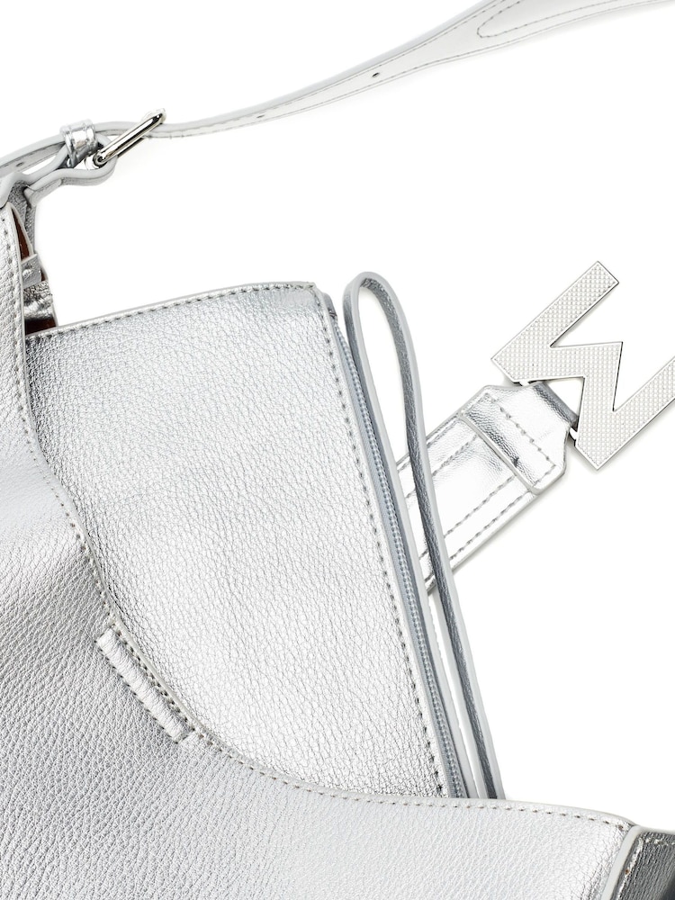 Moda in Pelle Kaffe Silver Shoulder Slouch Bag - Image 4 of 4