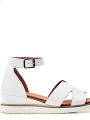 Moda in Pelle Emika Ankle Strap White Wedge Sandals - Image 1 of 4