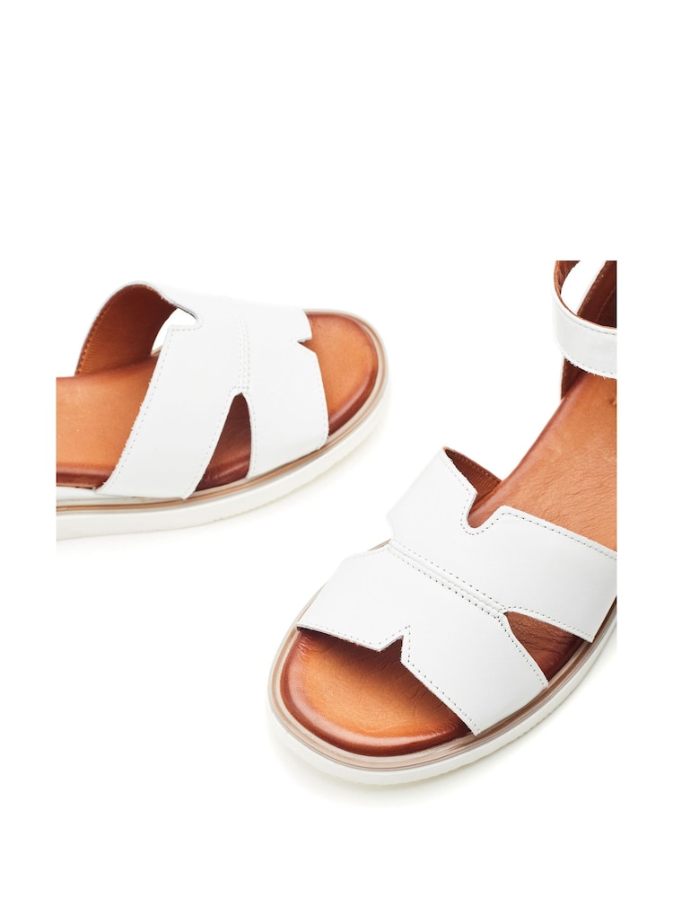 Moda in Pelle Emika Ankle Strap White Wedge Sandals - Image 4 of 4 Moda in Pelle Emika Ankle Strap White Wedge Sandals - Image 4 of 4