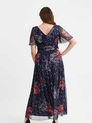 Scarlett & Jo Blue Isabelle Angel Sleeve Maxi Dress - Image 3 of 4