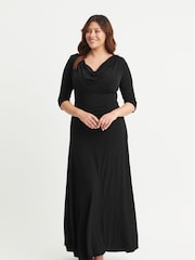 Scarlett & Jo Black Cowl Neck Bustle Back Maxi Gown - Image 1 of 5