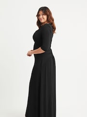 Scarlett & Jo Black Cowl Neck Bustle Back Maxi Gown - Image 3 of 5