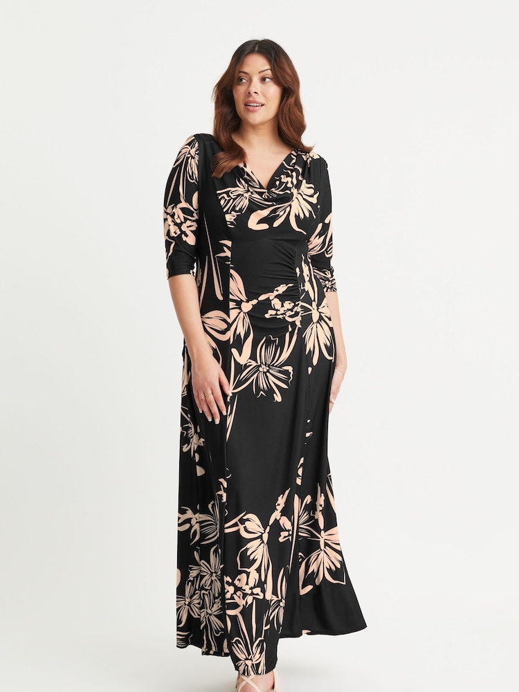 Scarlett & Jo Natural Cowl Neck Bustle Back Maxi Gown - Image 1 of 4