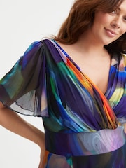 Scarlett & Jo multi Curve Isabelle Angel Sleeve Maxi Dress - Image 2 of 4