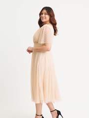Scarlett & Jo Cream Victoria Dobby Spot Midi Dress - Image 3 of 4