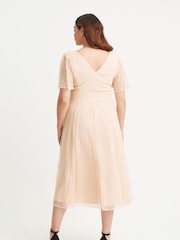 Scarlett & Jo Cream Victoria Dobby Spot Midi Dress - Image 4 of 4