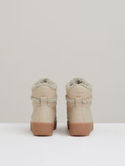 Reiss Cream Siarah Grained Leather and Fleece Ankle Boots - Image 5 of 5