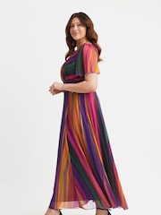 Scarlett & Jo Light Natural Isabelle Multi Stripe Float Sleeve Maxi Dress - Image 3 of 4