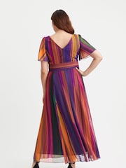 Scarlett & Jo Light Natural Isabelle Multi Stripe Float Sleeve Maxi Dress - Image 4 of 4