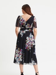 Scarlett & Jo Black Chrome Victoria Angel Sleeve Mesh Midi Dress - Image 4 of 4