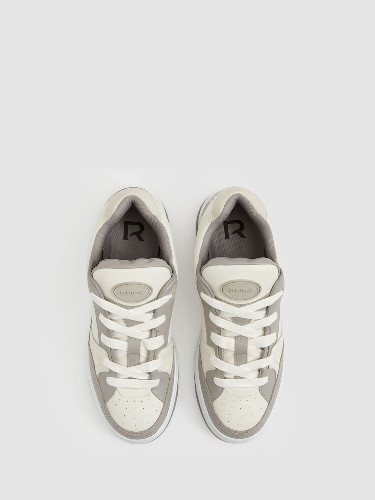 Reiss Grey Alvar Panelled Leather Trainers - Image 3 of 5
