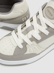 Reiss Grey Alvar Panelled Leather Trainers - Image 5 of 5
