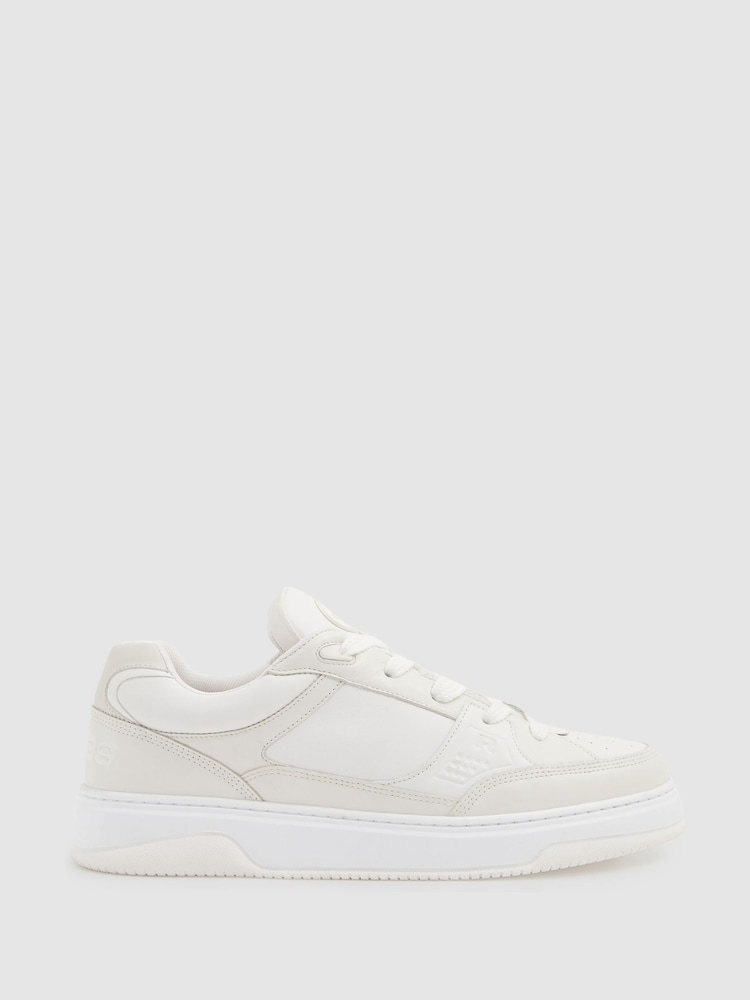 Reiss White Alvar Panelled Leather Trainers - Image 1 of 6 Reiss White Alvar Panelled Leather Trainers - Image 1 of 6
