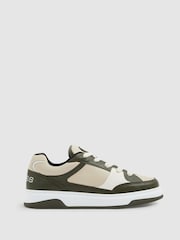 Reiss Green Alvar Panelled Leather Trainers - Image 1 of 5