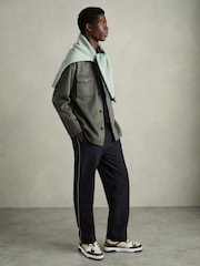 Reiss Green Alvar Panelled Leather Trainers - Image 2 of 5