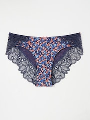 FatFace Navy Blue Floral Cheeky Knickers - Image 1 of 2