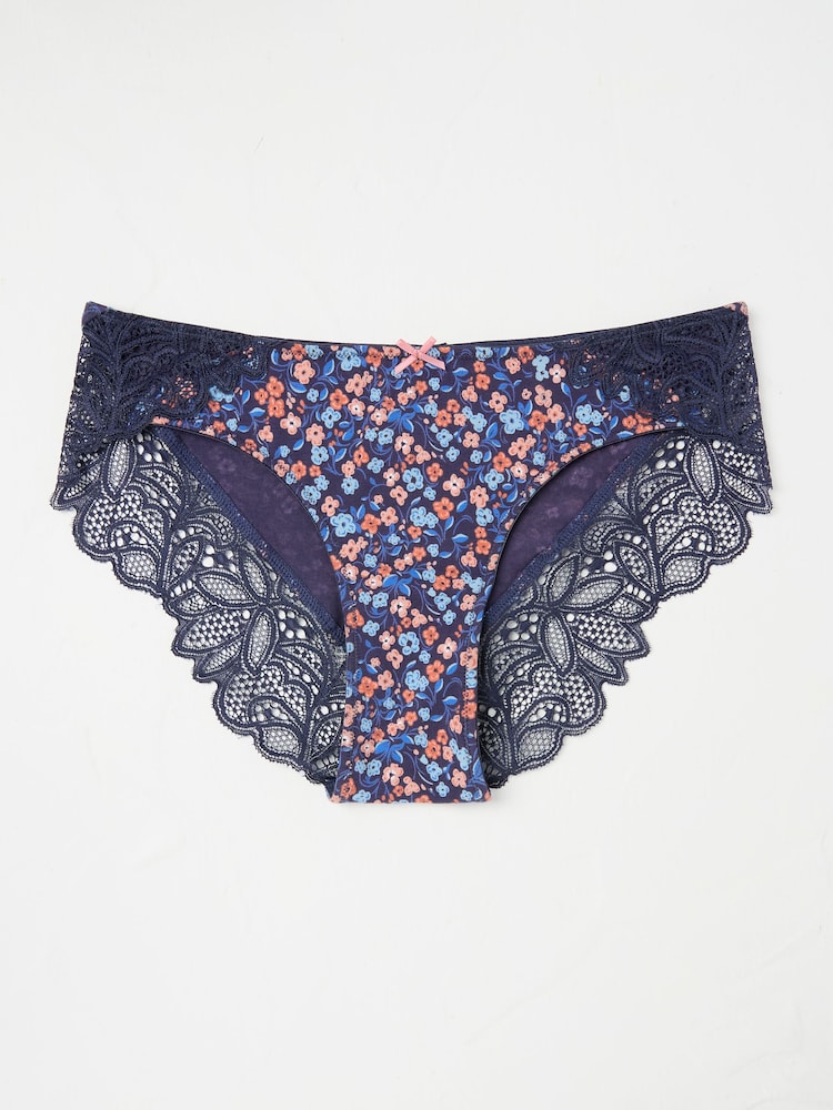 FatFace Navy Blue Floral Cheeky Knickers - Image 1 of 2