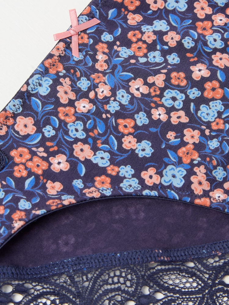 FatFace Navy Blue Floral Cheeky Knickers - Image 2 of 2